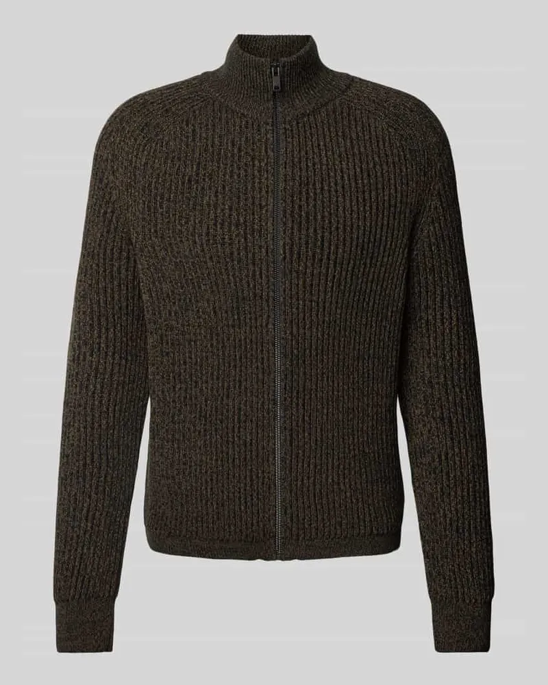 HUGO BOSS Strickjacke mit Stehkragen Modell 'Kostellar Oliv