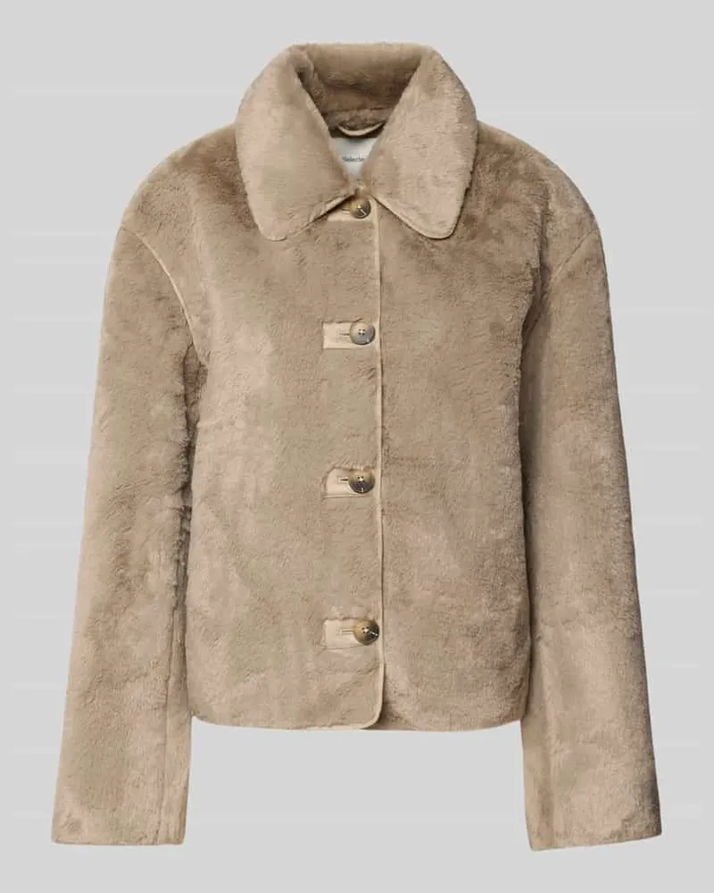 Selected Regular Fit Webpelzjacke mit Umlegekragen Modell 'NEW CILO Beige