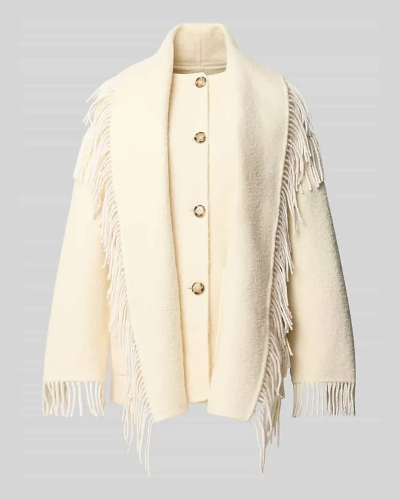Rich&Royal Oversized Jacke aus Woll-Mix mit Fransen Weiss