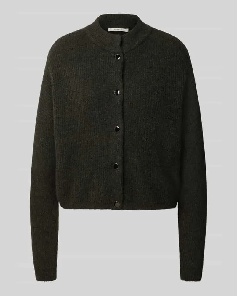 Gestuz Regular Fit Cardigan aus Woll-Alpaka-Mix Modell 'Alpha Dunkelgruen