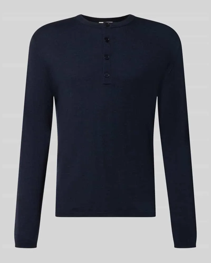 Drykorn Strickpullover mit Henley-Kragen Dunkelblau