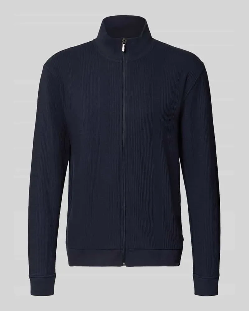 HUGO BOSS Regular Fit Sweatjacke aus Baumwoll-Mix Modell 'Structure Marine