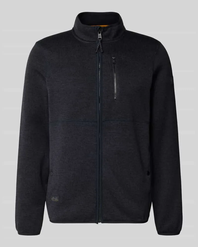 Camel Active Strickjacke in Melange-Optik mit Stehkragen Marine