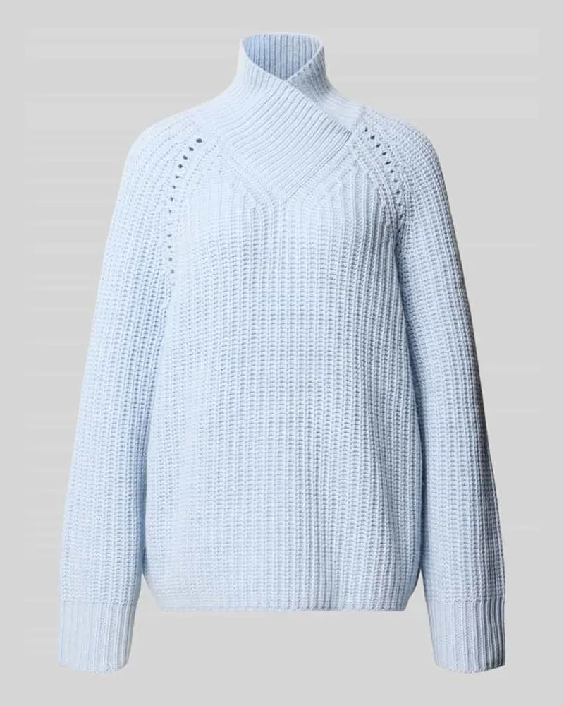 HUGO BOSS Pullover aus Wolle Kaschmir mit Mock Neck Hellblau