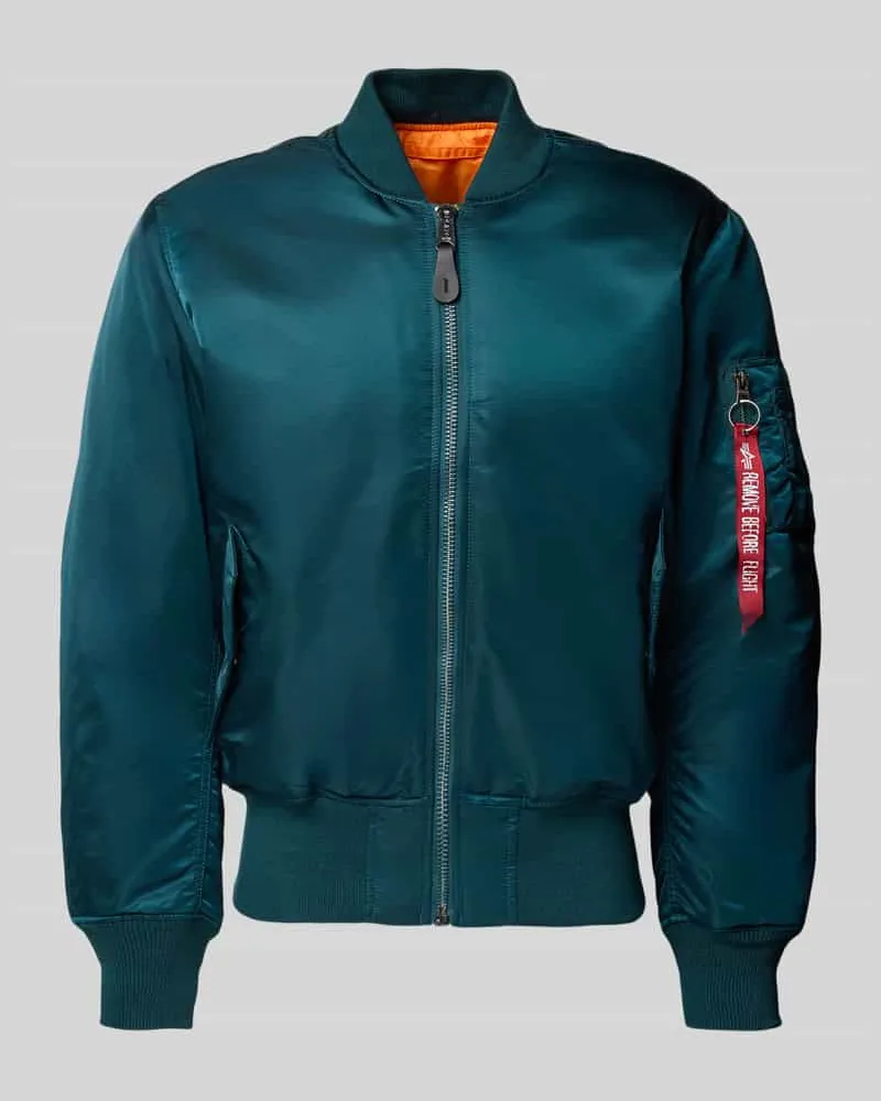 Alpha Industries Bomberjacke mit Stehkragen und Pattentaschen Dunkelblau