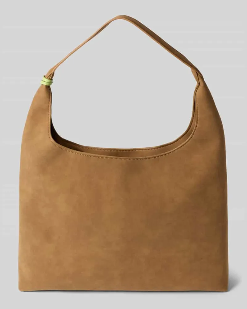 SEIDENFELT Shoulder Bag mit Logo-Prägung Hellbraun
