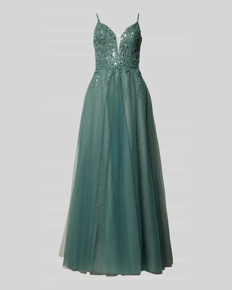 LUXUAR Abendkleid mit tiefem V-Ausschnitt Gruen