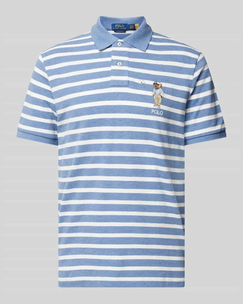 Ralph Lauren Custom Slim Fit Poloshirt mit Motiv- und Label-Stitching Marine