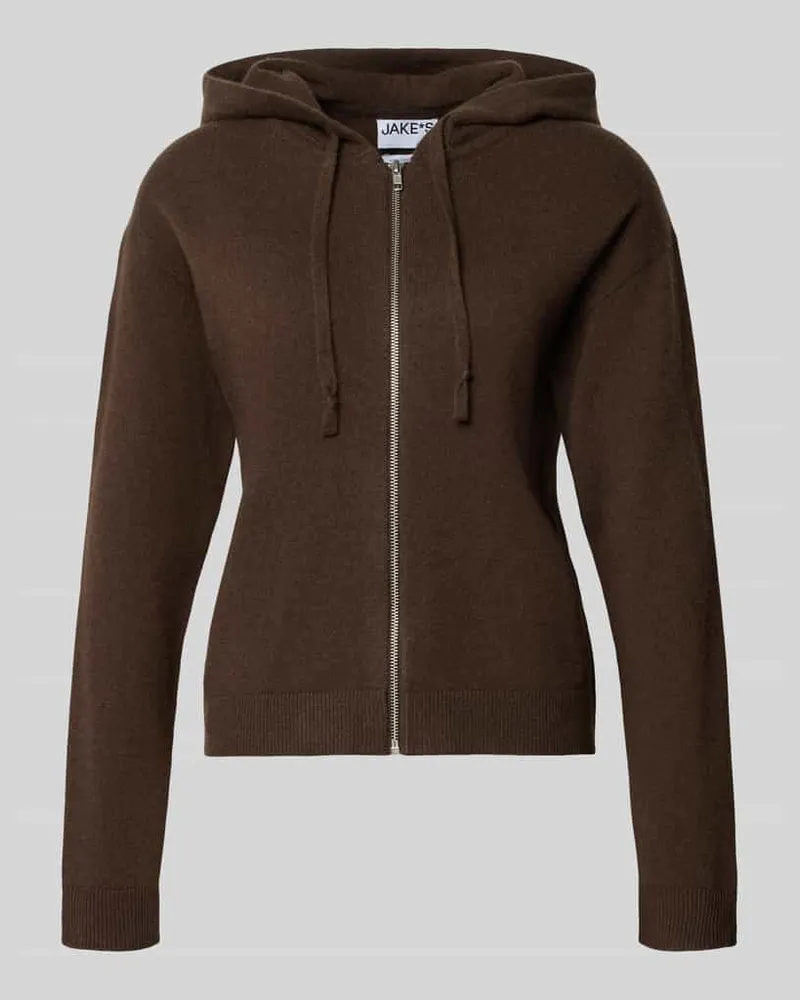 JAKE*S Regular Fit Strickjacke aus reinem Kaschmir Schoko