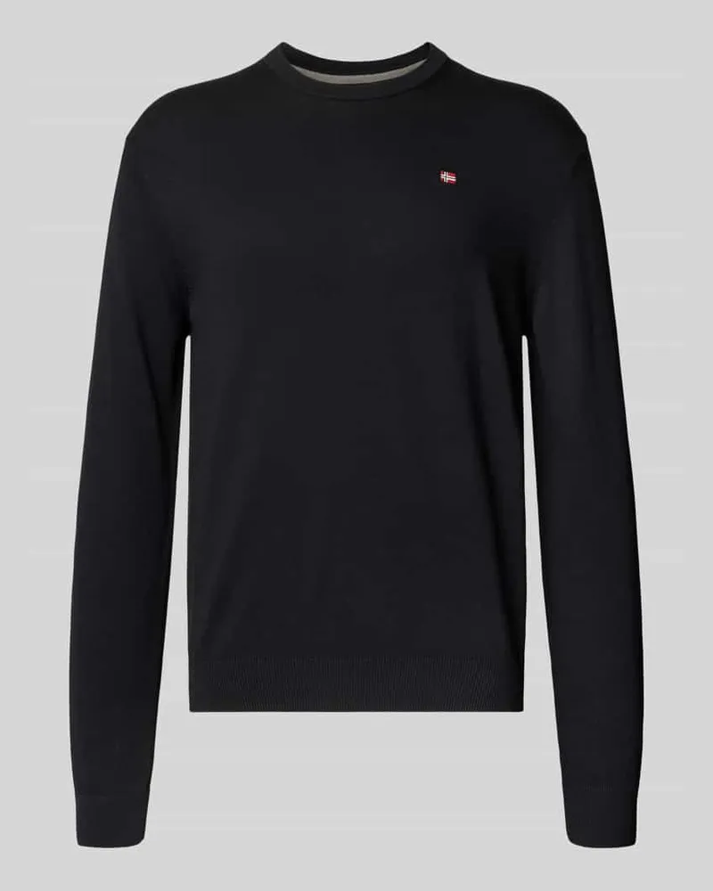 Napapijri Regular Fit Longsleeve mit Logo-Stitching Modell 'Droz Black