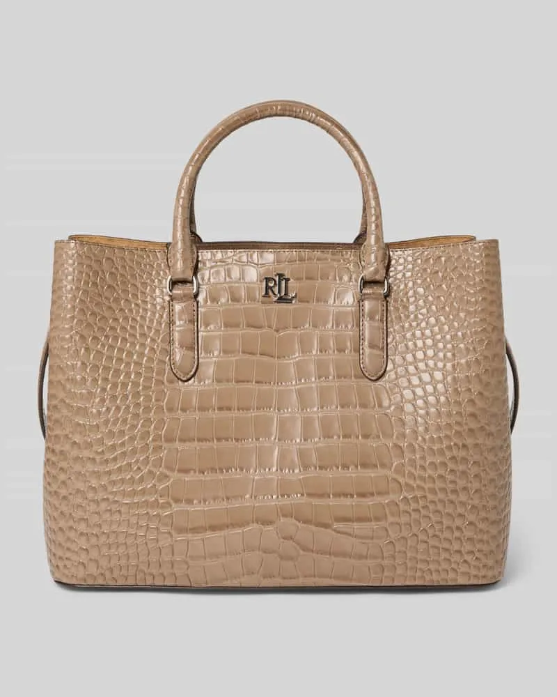 Ralph Lauren Handtasche mit Label-Applikation und Tragehenkel Taupe