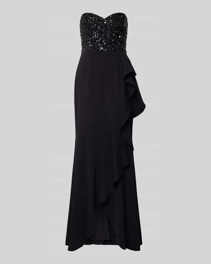 Adrianna Papell Abendkleid mit Volants und Pailletten Black