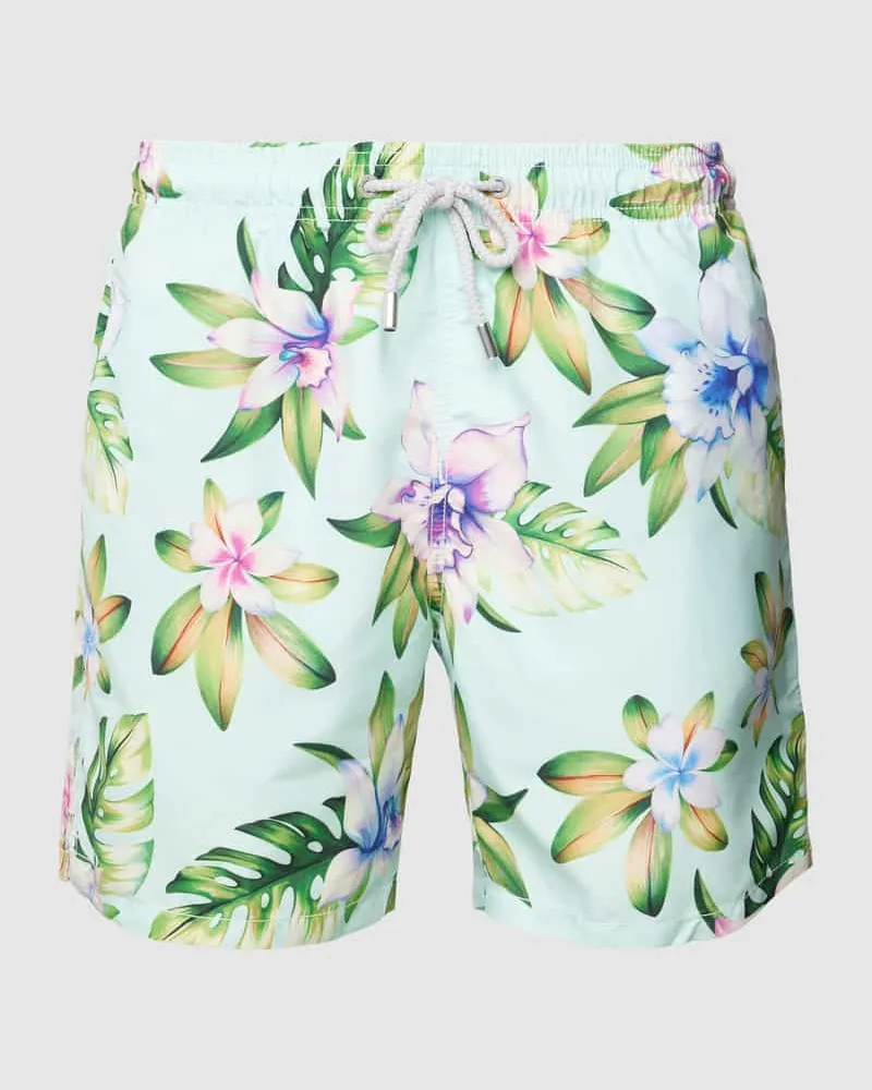 MC2 Saint Barth Badehose mit floralem Allover-Print Modell 'GUSTAVIA Tuerkis