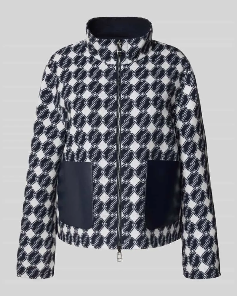 Marc Cain Regular Fit Jacke aus Baumwoll-Mix mit Stehkragen Marine