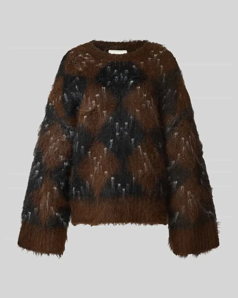 Neo Noir Relaxed Fit Strickpullover aus Woll-Mix Dunkelbraun