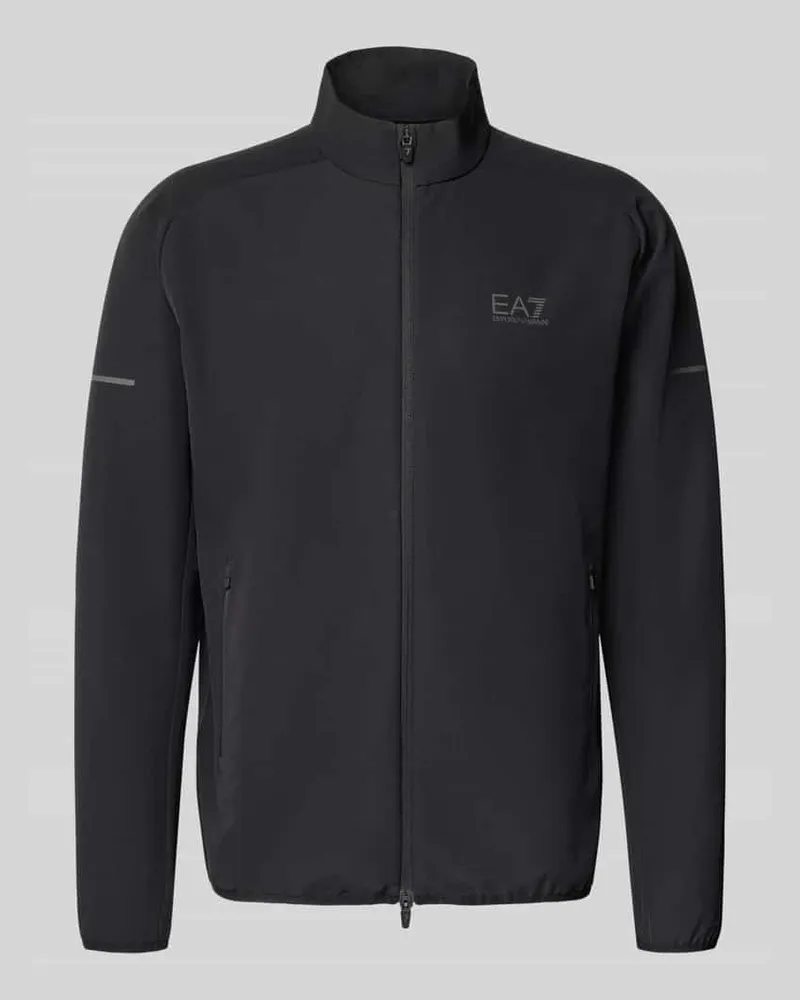 EA7 Regular Fit Sweatjacke mit Logo-Print Modell 'Ventus Black