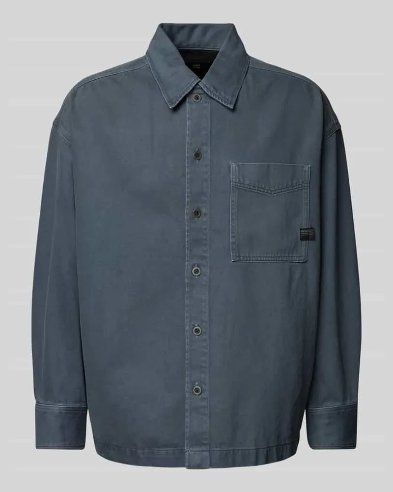 G-STAR RAW Boxy Fit Jeanshemd mit Label-Detail Petrol