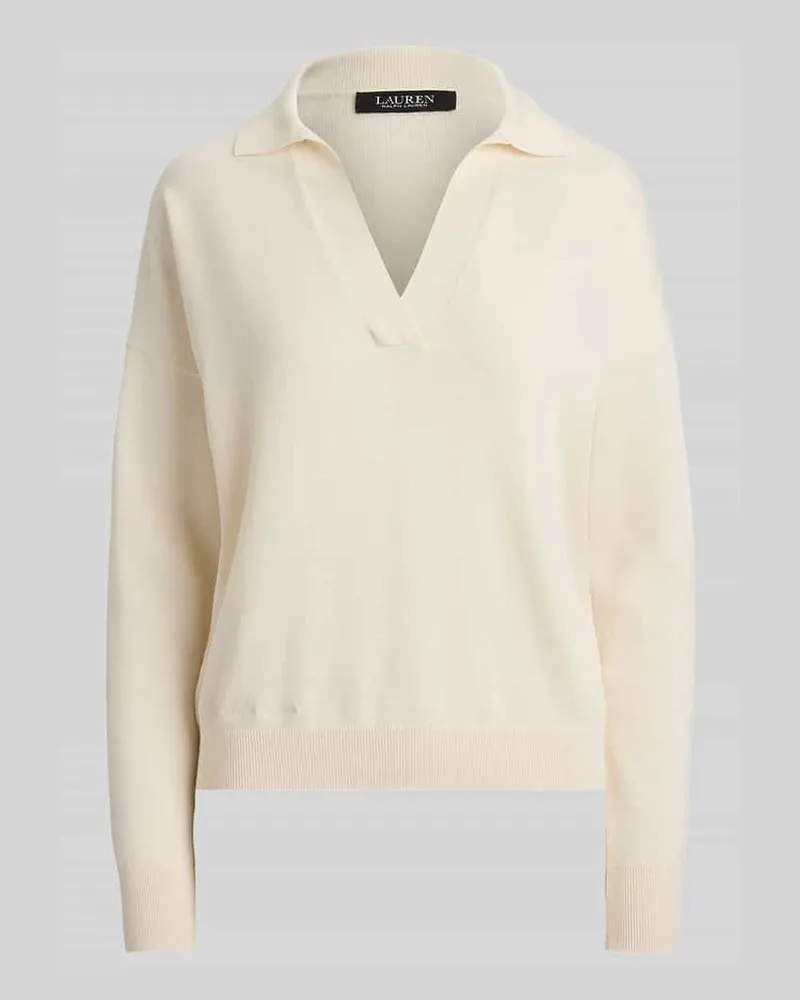 Ralph Lauren Relaxed Fit Pullover aus Baumwoll-Mix mit Polokragen Ecru