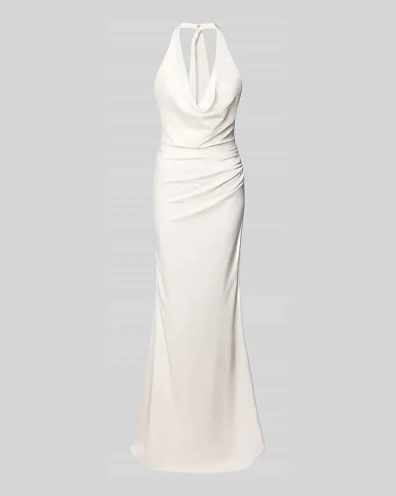 Mascara Abendkleid mit Raffungen und Wasserfall-Ausschnitt Offwhite