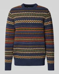 Barbour Strickpullover mit Rundhalsausschnitt Modell 'Case Fairisle Marine