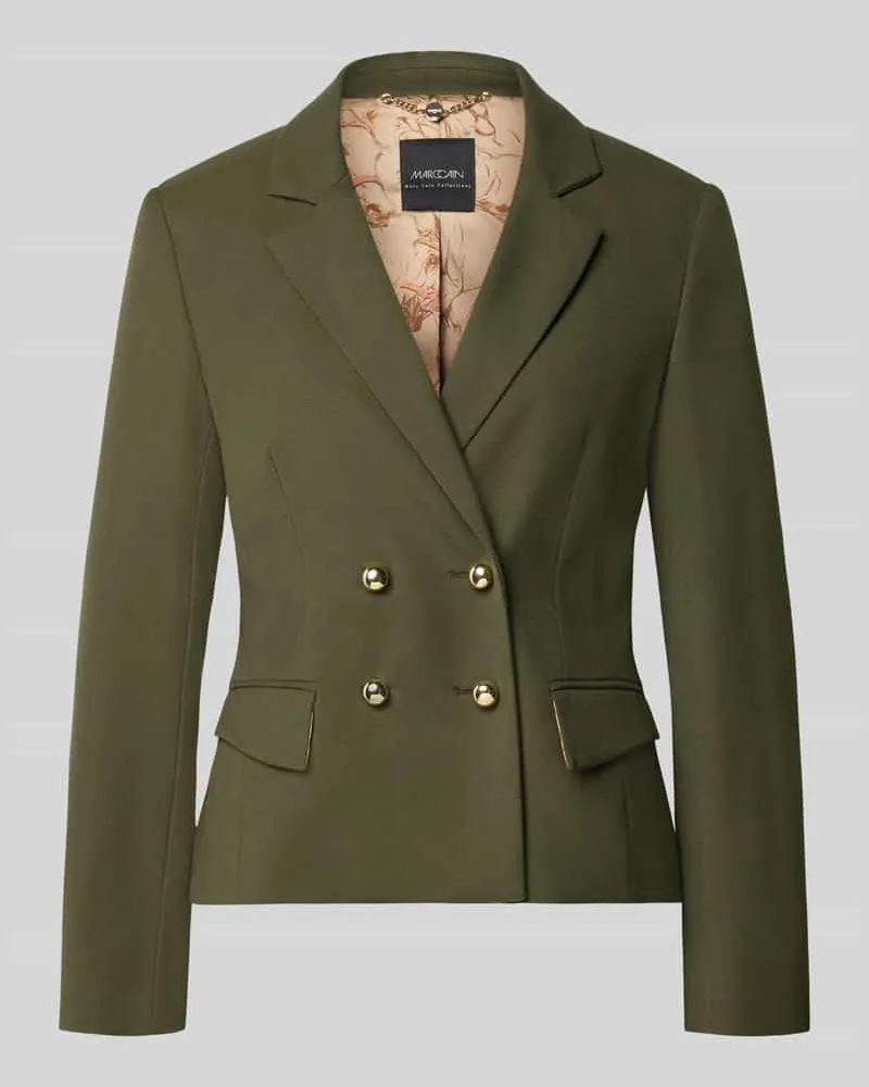 Marc Cain Slim Fit Blazer mit Reverskragen und Pattentaschen Khaki