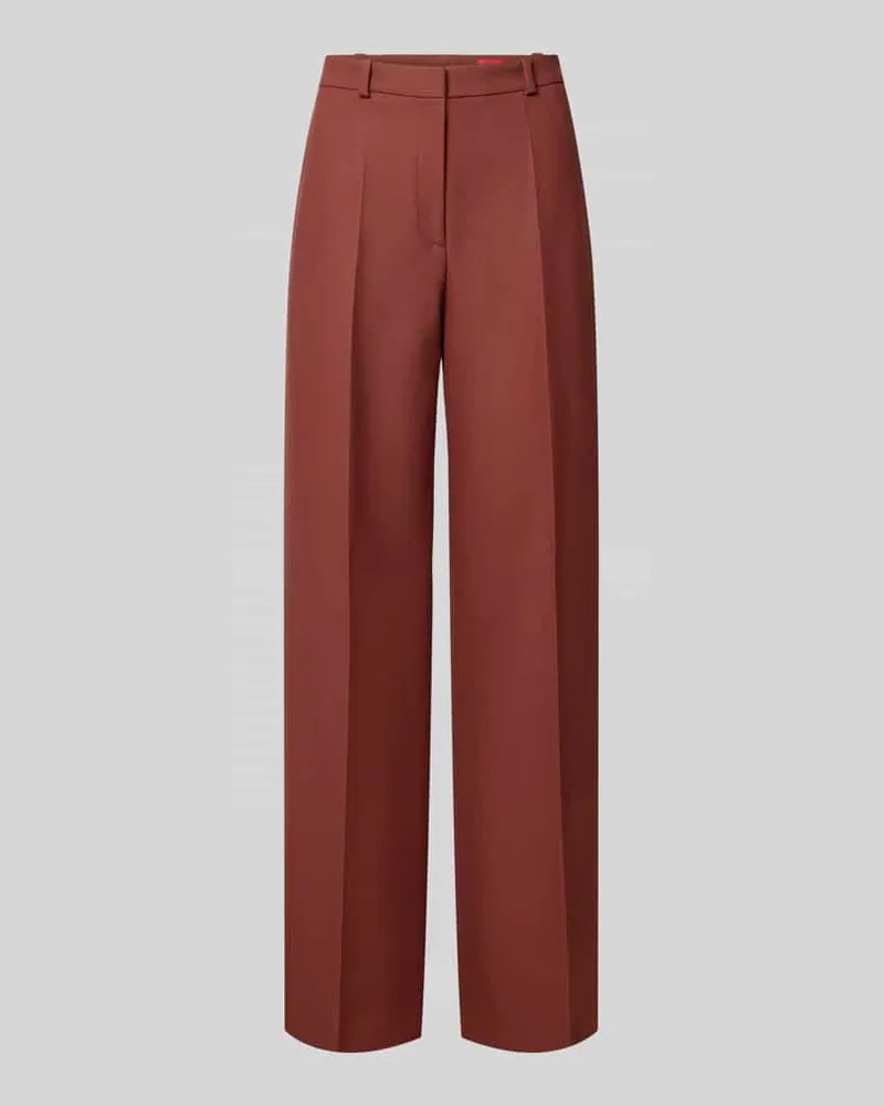 HUGO BOSS Weite Hose mit Viskose-Anteil Modell 'Hasmina Mittelbraun