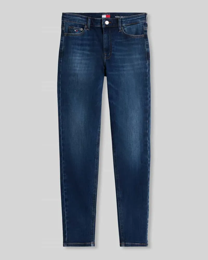 Tommy Hilfiger Mid Waist Skinny Jeans mit Label-Detail Dunkelblau