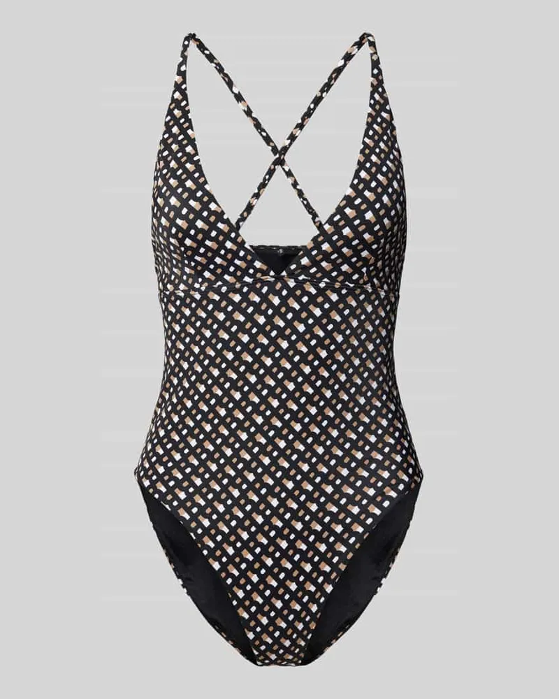 HUGO BOSS eng anliegender Umstands Badeanzug mit V-Ausschnitt Modell 'MONOGRAM Black