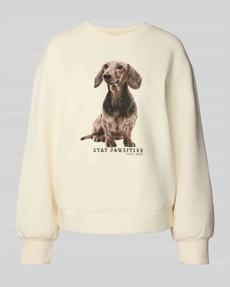 Marc Cain Sweatshirt mit gerippten Abschlüssen Ecru