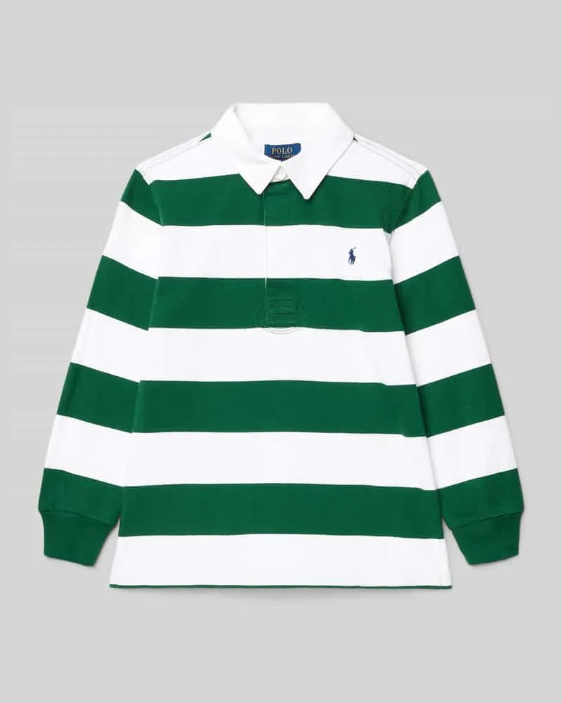 Ralph Lauren Longsleeve mit Polokragen und Label-Stitching Weiss