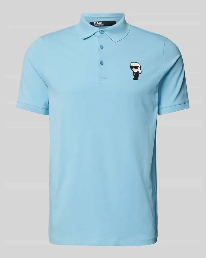 Karl Lagerfeld Slim Fit Poloshirt mit Label-Patch Hellblau