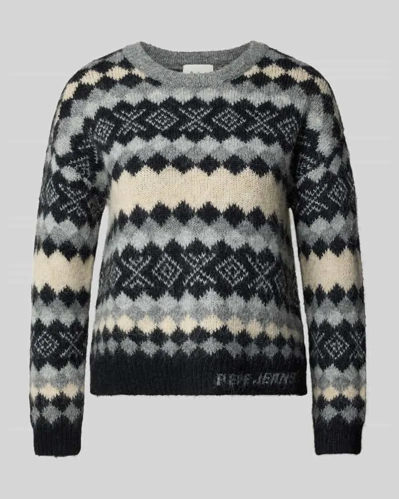 Pepe Jeans Regular Fit Strickpullover mit Woll-Anteil Modell 'CELESTINE Dunkelgrau