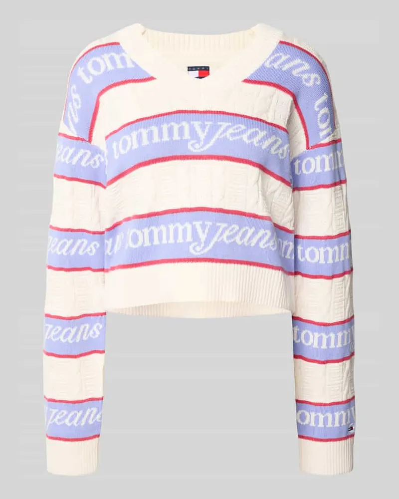 Tommy Hilfiger Regular Fit Strickpullover aus reiner Baumwolle Offwhite