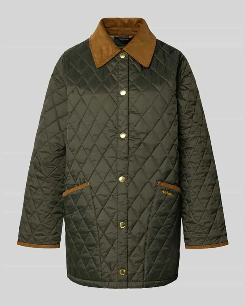Barbour Regular Fit Steppjacke mit Cord-Besatz Modell 'MODERN LIDDESDALE Oliv