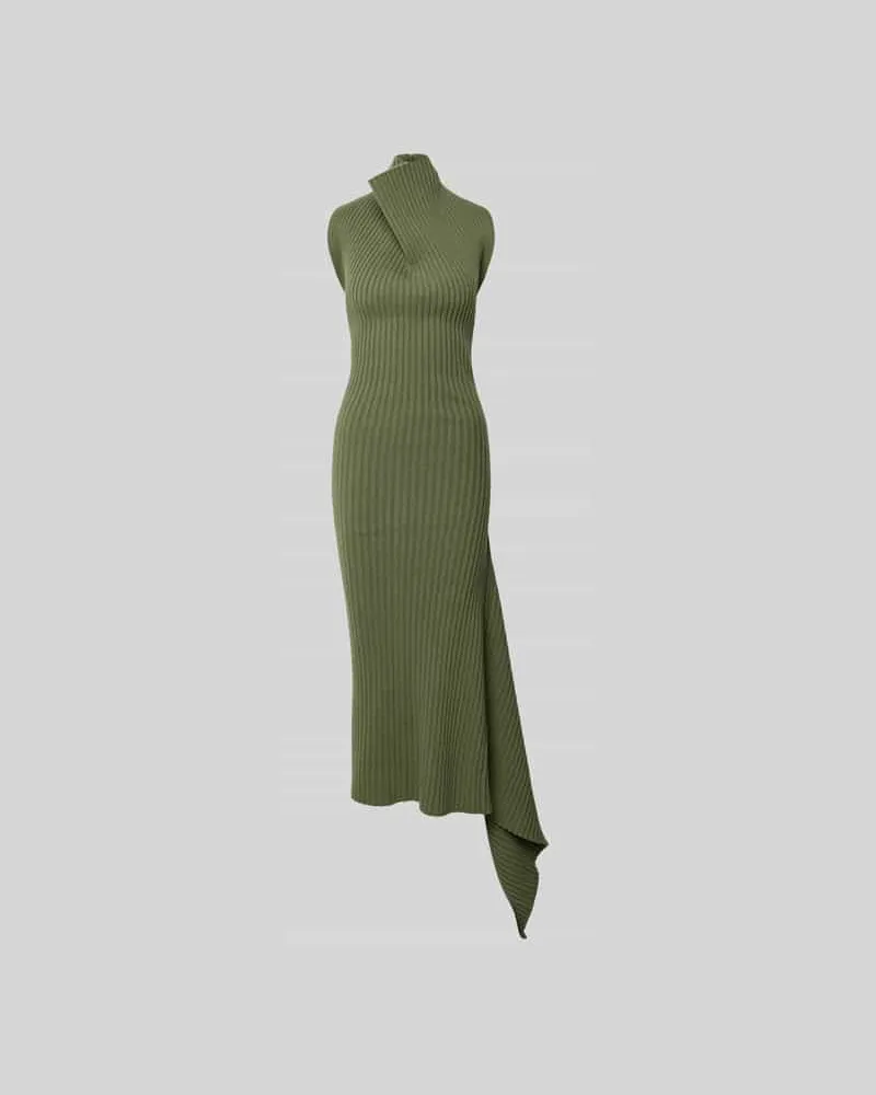 Victoria Beckham Leinenkleid aus Leinen-Mix Schilf