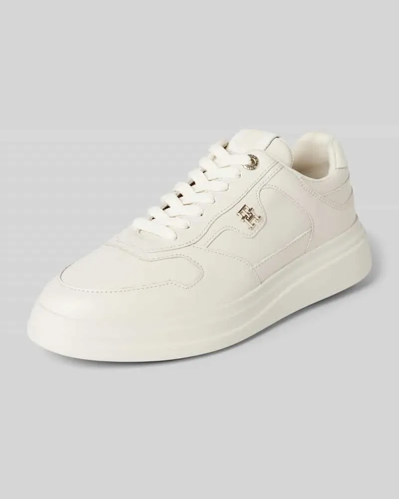 Tommy Hilfiger Ledersneaker mit Label-Applikation Modell 'LUX POINTY Weiss