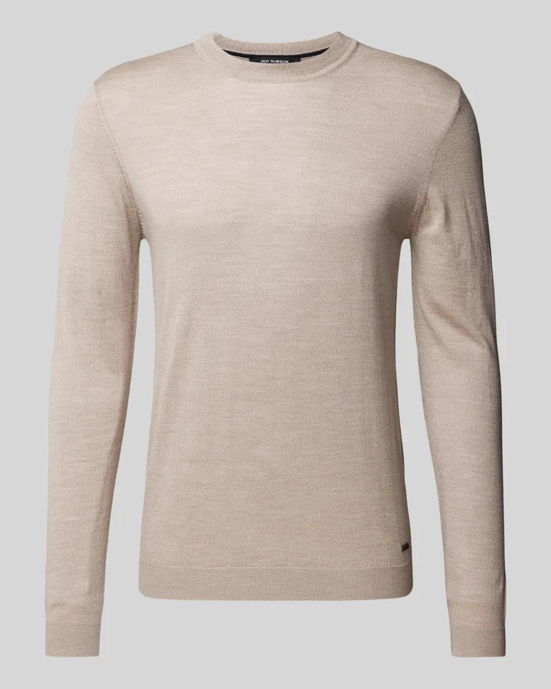 Roy Robson Strickpullover mit Rundhalsausschnitt Beige