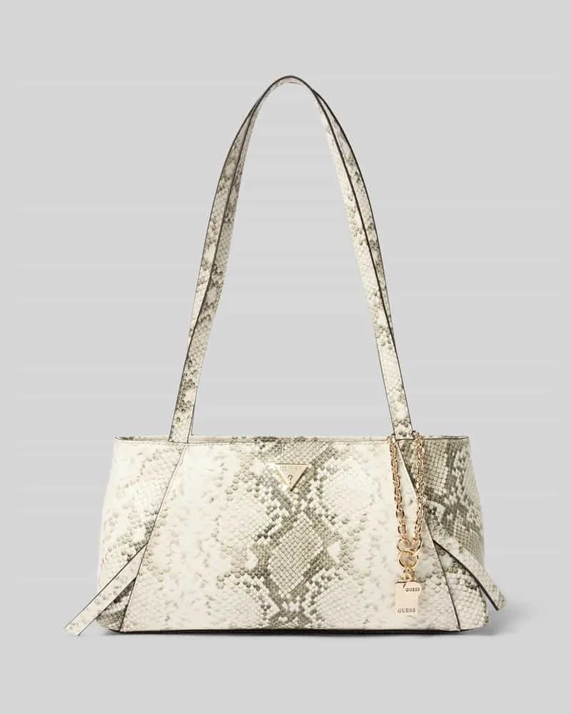 Guess Shoulder Bag mit Allover-Schlangen-Print Modell 'Devon Offwhite