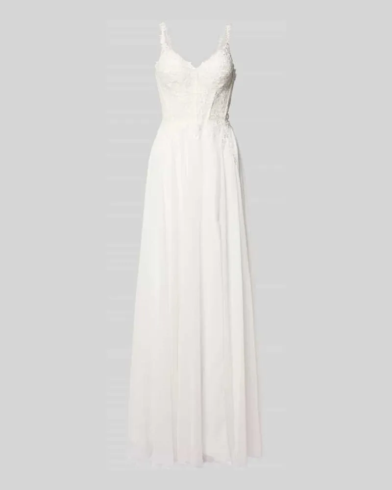 LUXUAR Brautkleid mit Herz-Ausschnitt Offwhite