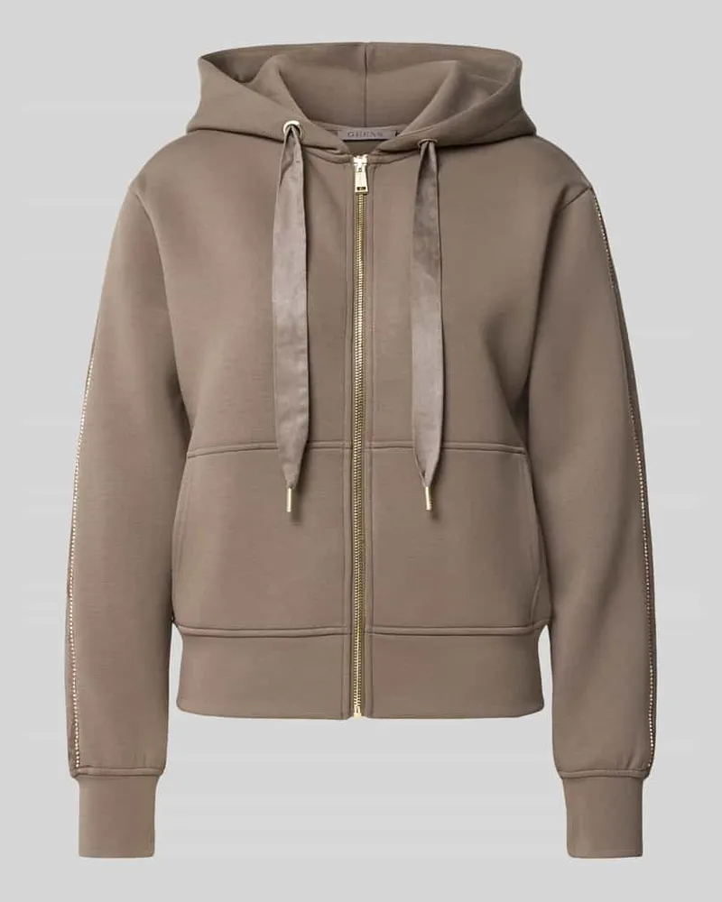 Guess Relaxed Fit Sweatjacke mit Viskose-Anteil Taupe