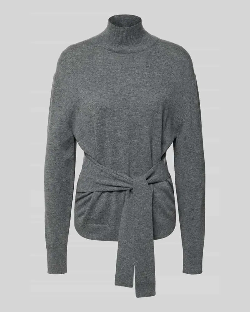 HUGO BOSS Regular Fit Strickpullover aus Schurwoll-Seiden-Mix Modell 'FALANDIA Mittelgrau