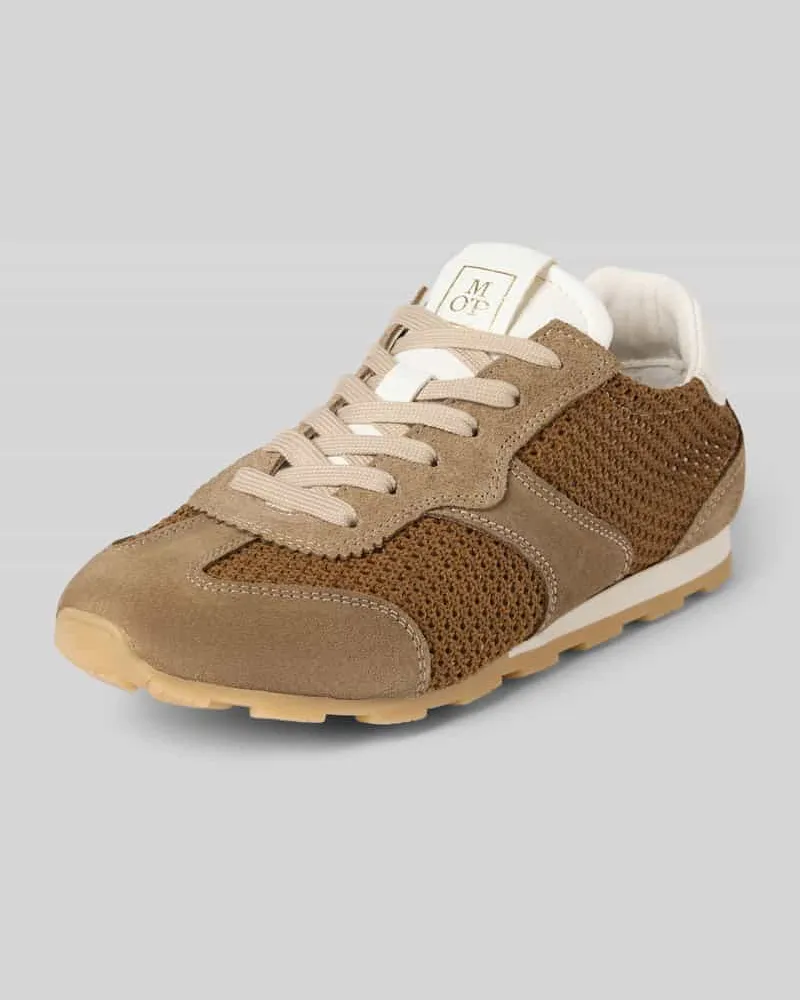 Marc O'Polo Low Top Sneaker aus Leder-Mix Modell 'FABIANA 4M Taupe