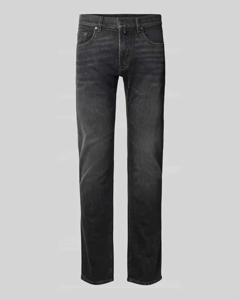 Pierre Cardin Tapered Fit Jeans im Used-Look Modell 'Lyon Dunkelgrau