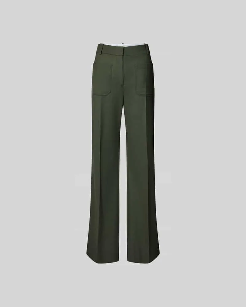 Victoria Beckham Straight Fit Stoffhose mit Woll-Anteil Schilf