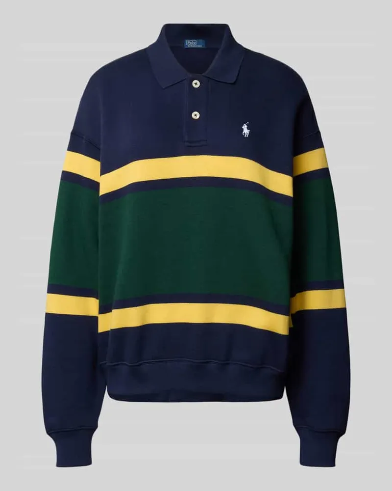 Ralph Lauren Sweatshirt mit Logo-Stitching und Polokragen Marine