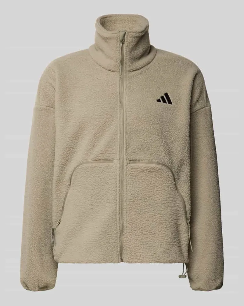 adidas Fleecejacke mit Label-Stitching Schilf
