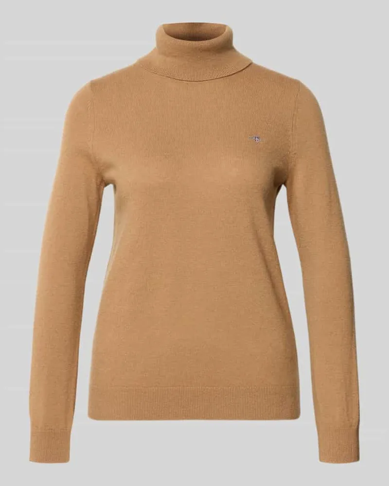 Gant Regular Fit Rollkragenpullover aus Woll-Mix Modell 'Extrafine Sand