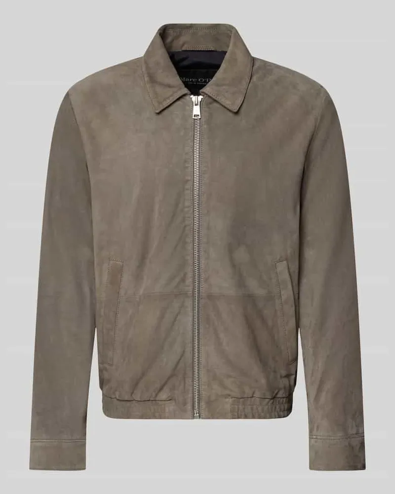 Marc O'Polo Regular Fit Lederjacke aus echtem Ziegenleder Taupe