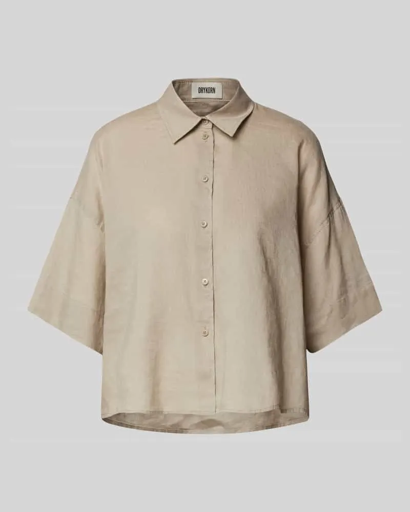 Drykorn Relaxed Fit Leinenbluse mit überschnittenen Schultern Sand