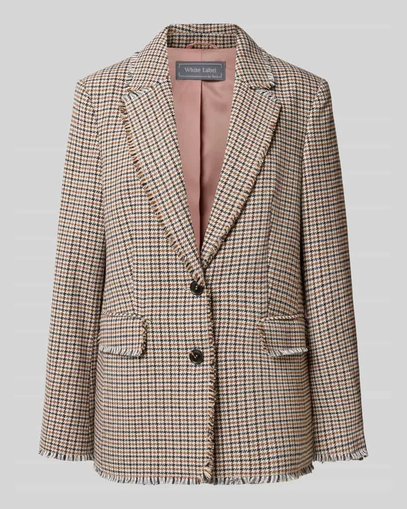 White Label Regular Fit Blazer mit Fransen-Saum Taupe